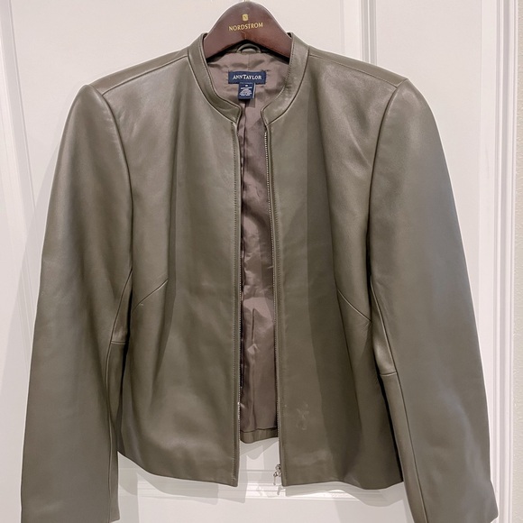 Ann Taylor moss green leather jacket. Excellent condition. - Picture 1 of 1